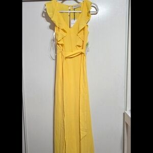 NWT Premier Amour Yellow Ruffle Maxi Dress